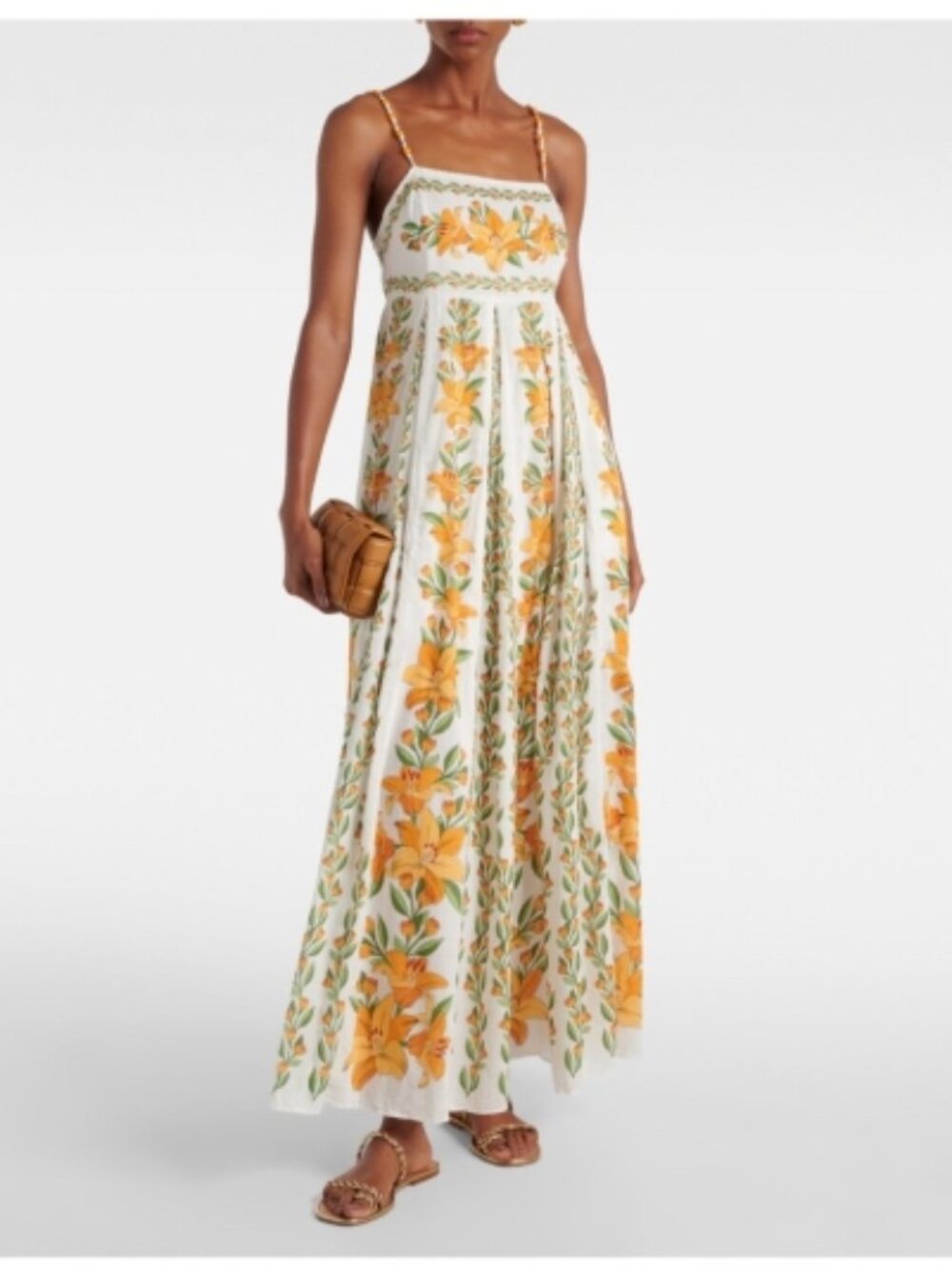 Farm Rio Tropical Lightness White/Yellow Floral Maxi Dress Size Medium NWT